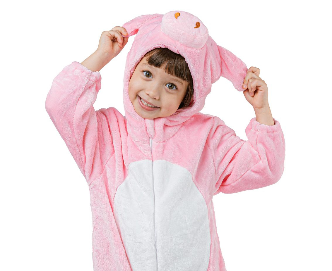 Costume for child Pink Pig (hooded jumpsuit), size 92/104 cm